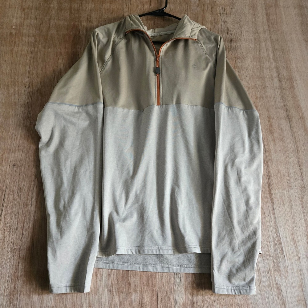 Aspen Quarter Zip Hoodie Mens Large Colorblock Beige Gray Orange Outdoor UGG